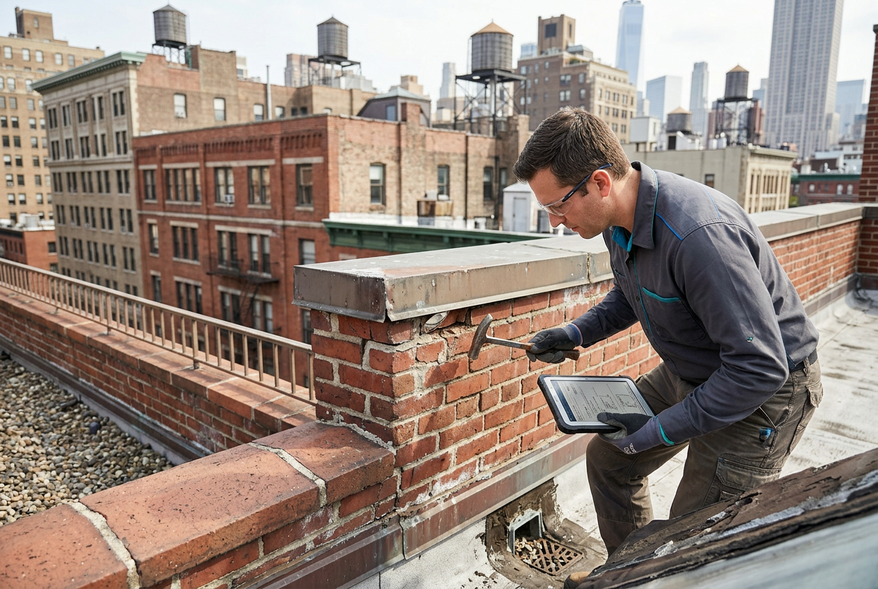 Editorial cover illustrating Parapet walls are critical elements of many NYC buildings, offering both aesthetic appeal and protection